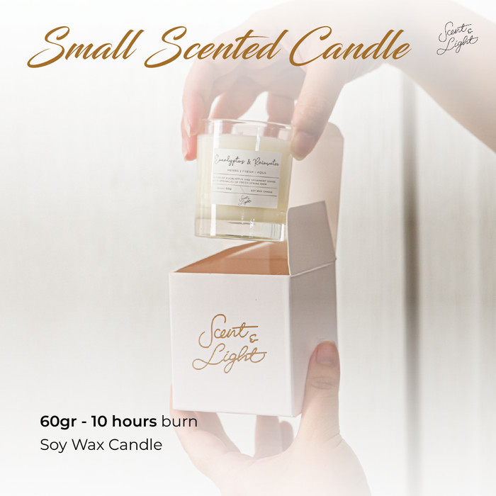 《BEST QUALITY》 Small Classic Soy Candle 60gr by ScentandLight (Lilin Aroma) - Eucalyptus&Rain