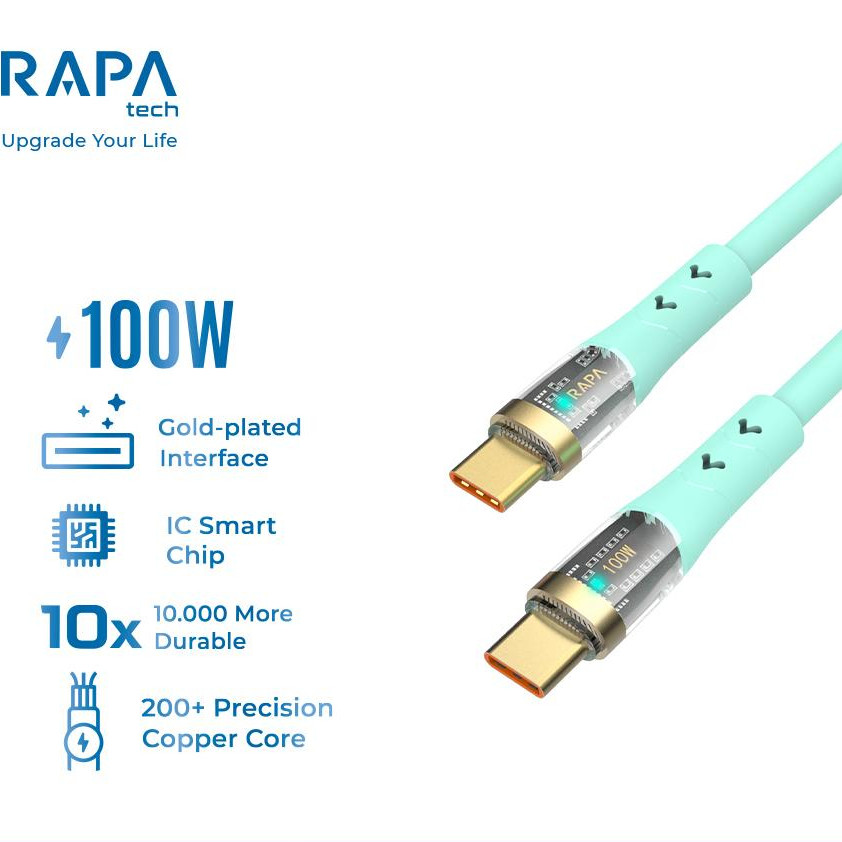 RAPAtech USB C to USB C Cable 100W Cable CRYSTAL I  - DC7073