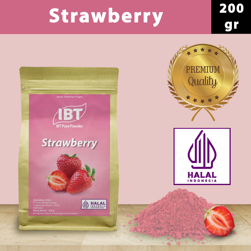 

Pure Strawberry Powder Essence Murni Bubuk Stroberi Import Makanan Kue 200 gr