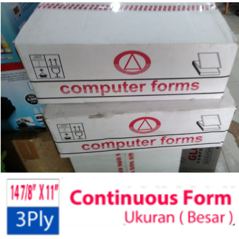 

Kertas Continuous Form Paper 14 7/8 x 11 " ( Besar ) B3 Ply NCR / CF COMPUTER FORM Carbonize / Kertas Komputer Rangkap 3 Warna Putih - Merah - Kuning