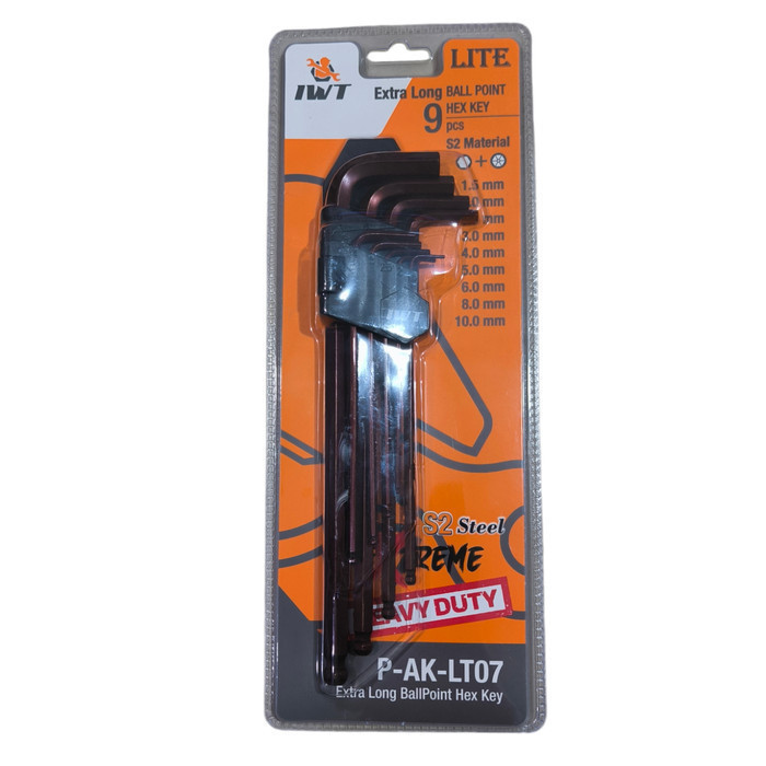 New IWT kunci L set panjang (S2) HEX-TORX/HEX-BALL/HEX-HEX/TORX-TORX long premium
