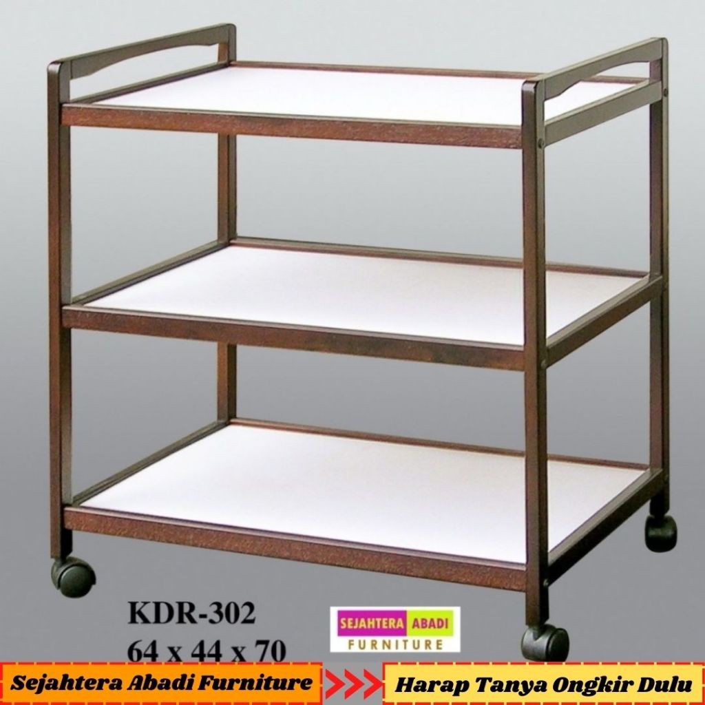 rak dorong serbaguna kayu, rak dapur dorong, rak tv, rak susun roda