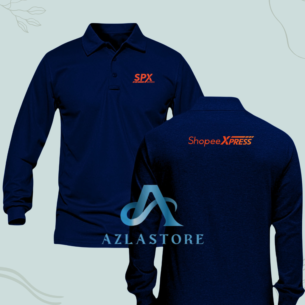 Baju Kaos Poloshirt Lengan Panjang Custom SABLON Logo SHOPEE EXPRESS - SPX FREE NAMA Baju Kaos Polos