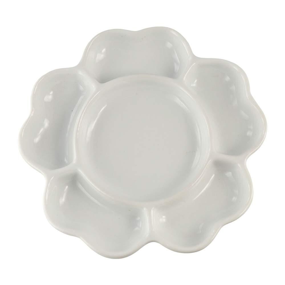 

Ink Tray Ceramic Paint Palette Tray White 6/7 Grid Plum Blossom Paint Plate Portable 3 Size Mixing Colour Tray Art Supplies