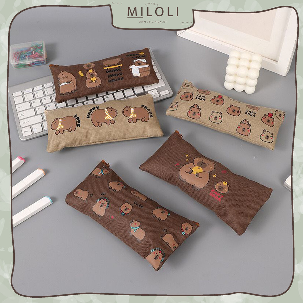 

[MILOLI] 1pcs Kotak Pensil BROWN CAPYBARA Pensil Case Cartoon Cute Minimalis Aesthetic Korean Style Stationery - F0368