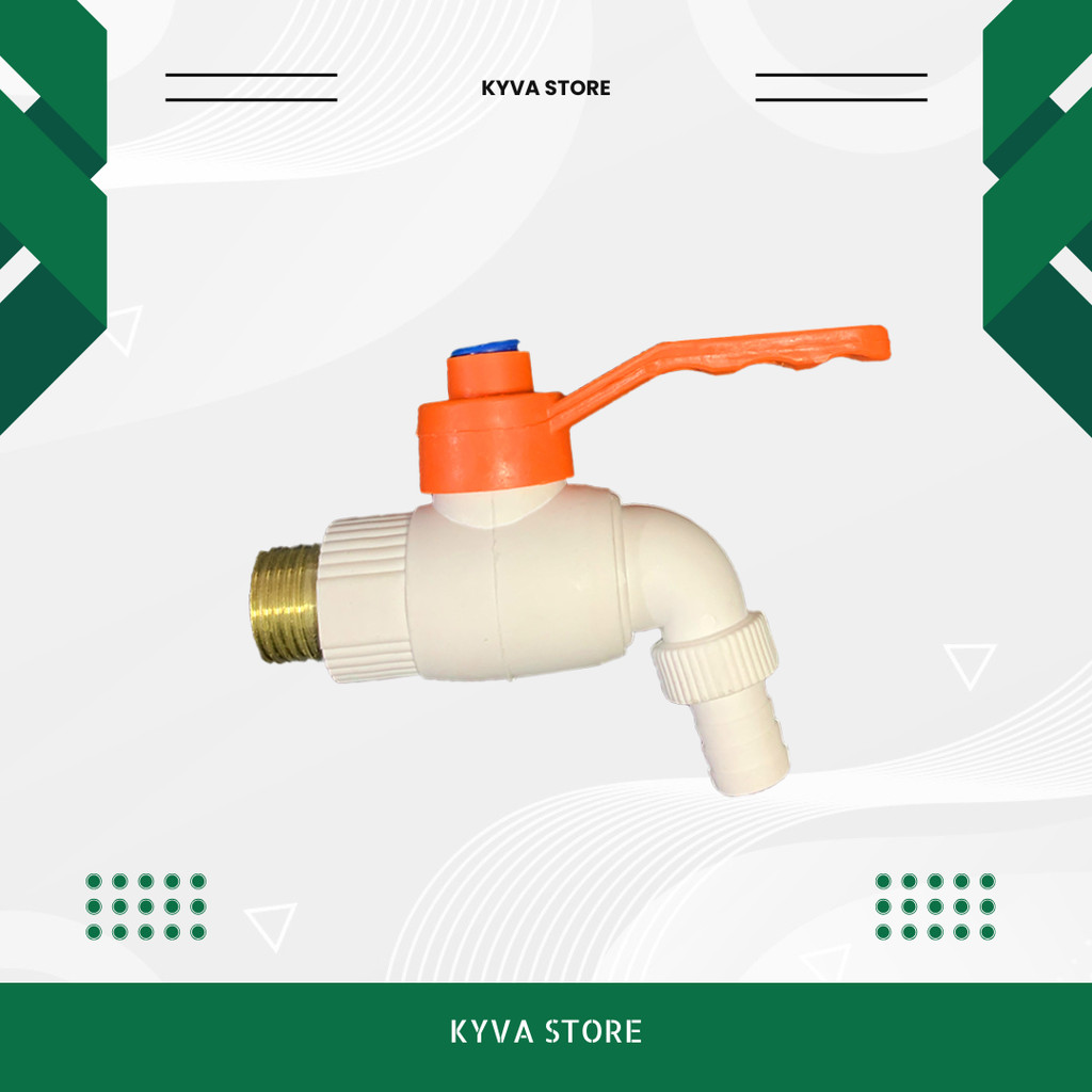 KRAN AIR JUMBO PVC DRAT KUNINGAN SUPER KENCANG KERAN TEMBOK ENGKOL AWET KUAT KYVA STORE