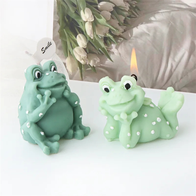 

3D DIY Cartoon Silicone Frog Candle Mold Animal Aromatherapy Plaster Resin Molds Home Ornaments Candle Molds for Candle Making