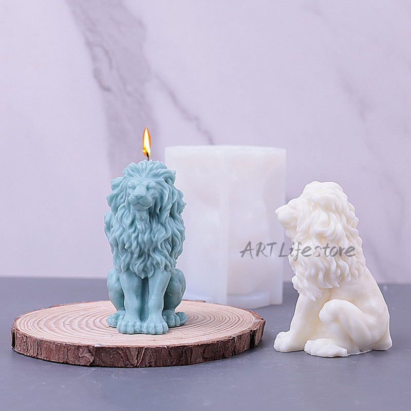 

Sitting Lion King Silicone Candle Mold 3D Lion Animal Soap Gypsum Crafts Resin Mold DIY Chocolate Ice Block Baking Tool