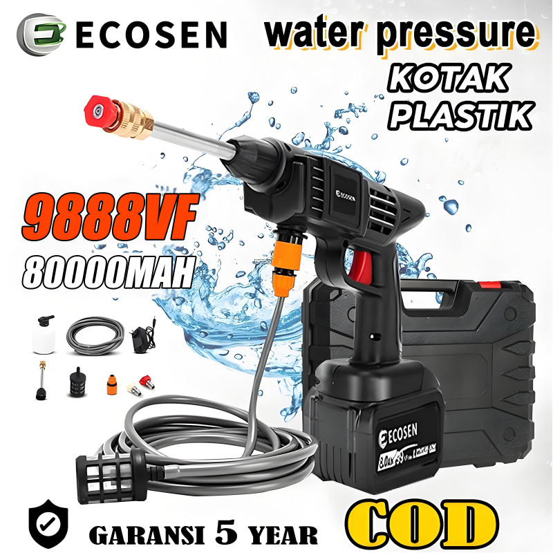 Alat cuci mobil ECOSEN 198V Alat portabel tanpa kabel/semprotan cuci motor/alat cuci motor
