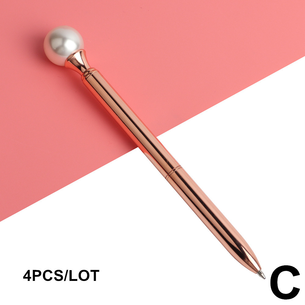 

4pcs/set New Rose Gold Ballpoint Pen Pearl Pens Spotted Diamonds Oil Gradient Pen Set Black Blue refill Novel Stationary Set