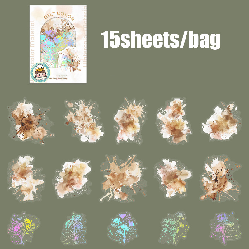 

Mr. Paper Gilt Collection Watercolor Halo Stamping Silver Stickers Children's Gifts stationary supplies scrapbooking sticker