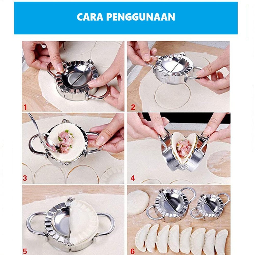 GLORI.ID R358 Dumpling Cetakan Pangsit Pastel 7.5 cm Stainless - Besar 9.5 cm