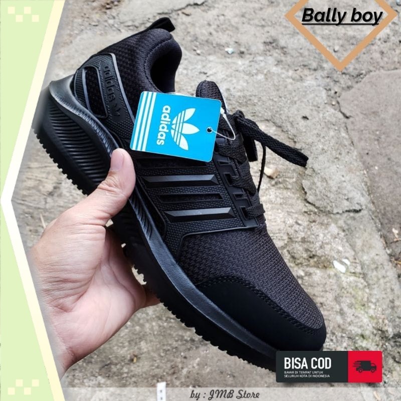 Sepatu Keren Kekinian Sekolah Anak SD SMP SMA / SEPATU SEKOLAH  HITAM POLOS ADIDAz PRIA WANITA SIZE 