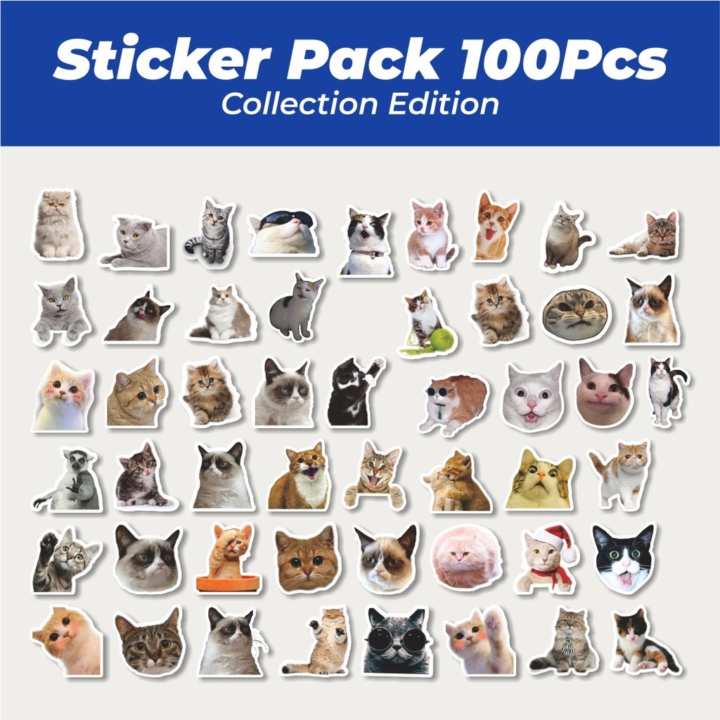

Hot Stiker Cat/Kucing Kawaii V5 Lucu Anti Air Stikers Berperekat Waterproof Sticker Decal Buat Motor Helm Buku Journal Koper Casing HP Laptop Botol Minum