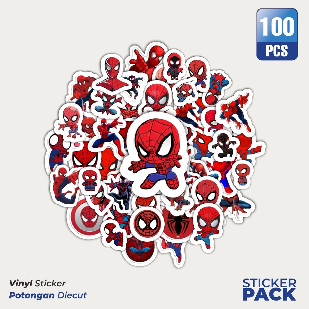 

MURAH 100 PCS Stiker Marvel Spiderman Waterproof Aesthetic- Untuk Laptop, Motor, dan Helm - Paper Stationery Pack