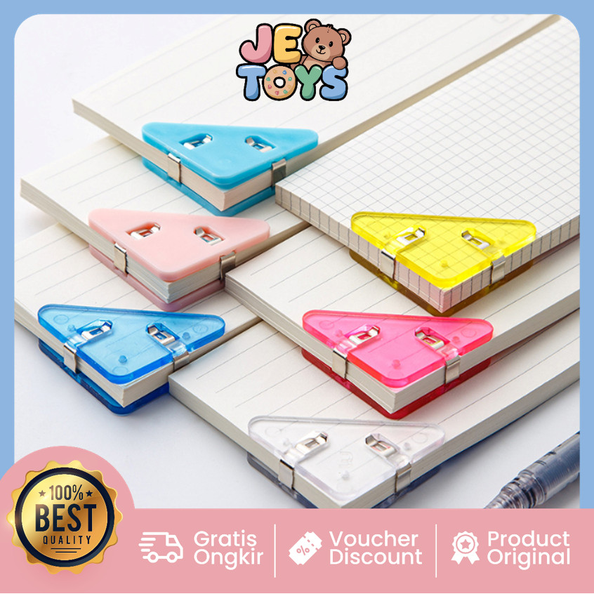 

Je Toys S6063 Penjepit Kertas Binder Plastik Klip Penjepit Buku Klip Sudut Kertas Akrilik Paper Clip Segitiga Warna-Warni