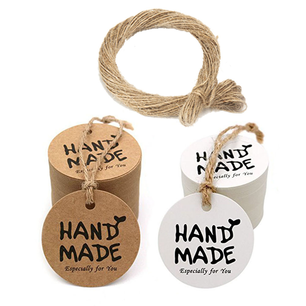 

100Pcs Kraft Paper Gift Tags Thank You For Celebrating With Us Labels Handmade For Wedding Party Decoration Packaging Hang Paper