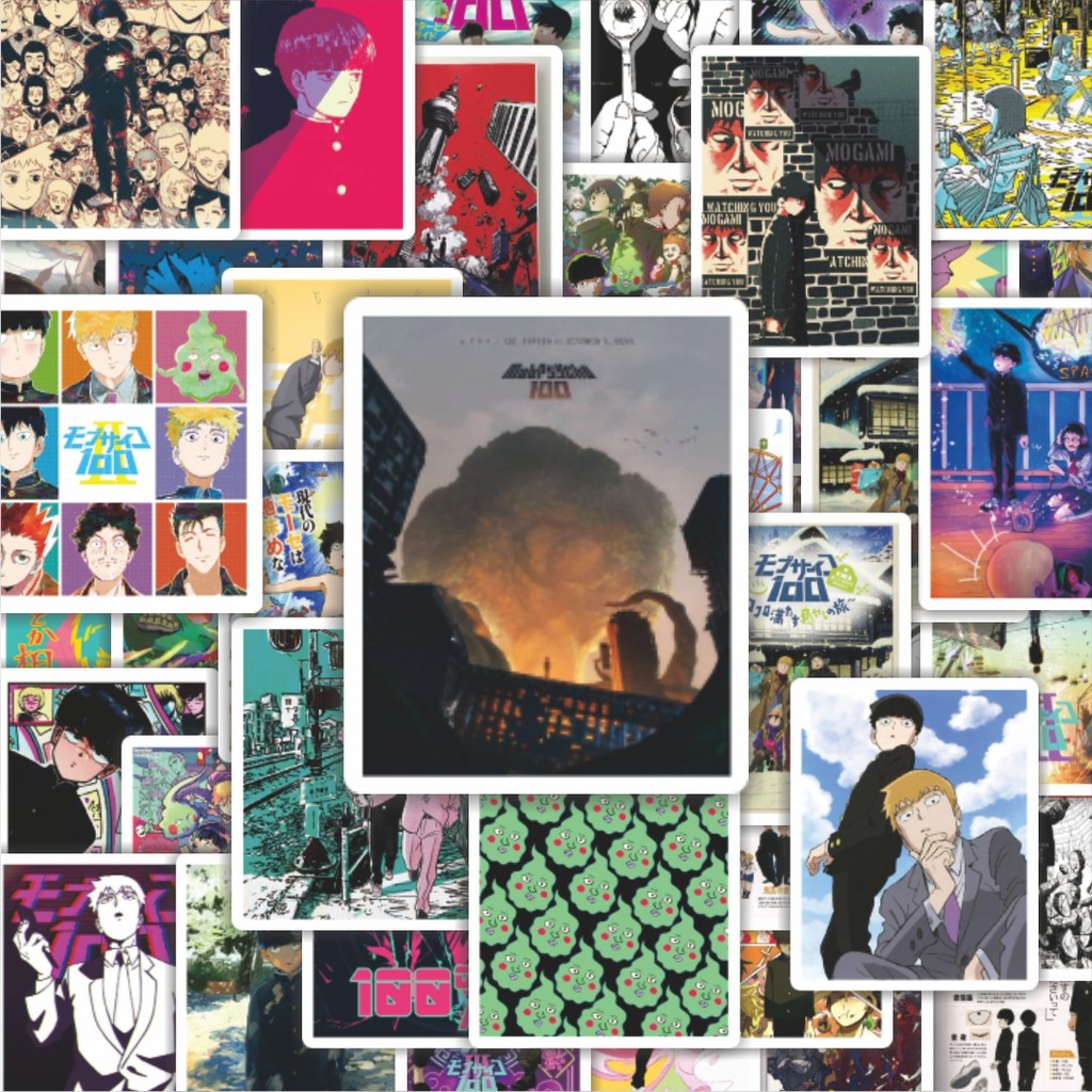 

100PCS Lucu Stiker Mob Psycho Stiker Aesthetic Stiker Anti Air Stikers Berperekat Waterproof sticker decal buat Motor Helm Buku Journal Koper Casing HP Laptop Botol Minum Hadiah anak