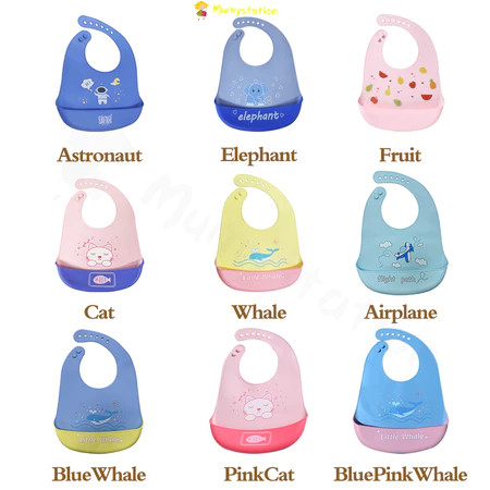 Celemek Makan Plastik Silikon Bayi Anti Air Bayi / Slabber Plastik Silikon Bayi Aman Tahan Lama