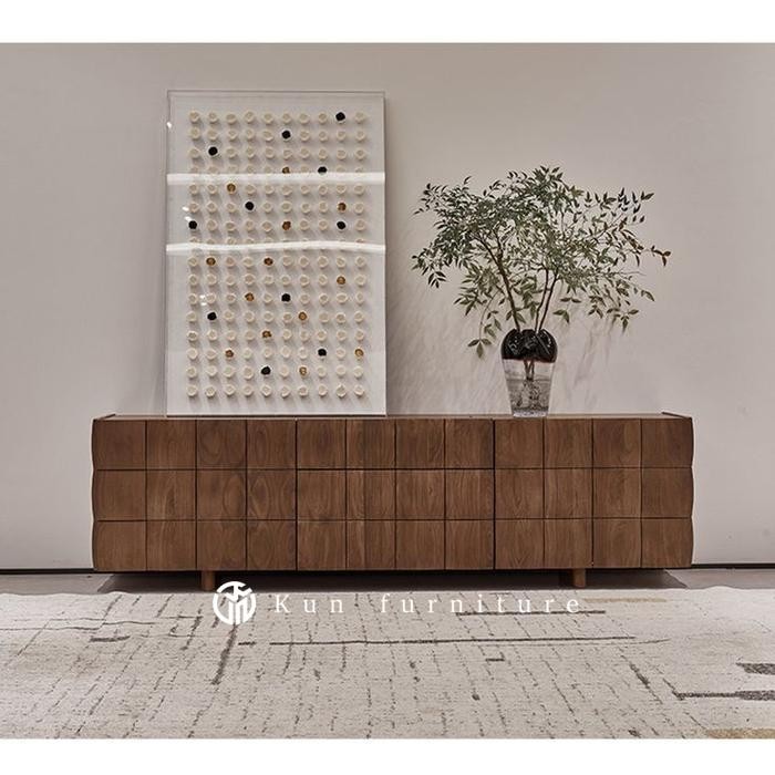 Bufet TV Minimalis Kayu Jati – Meja TV Terbaru Serbaguna Gaya Modern