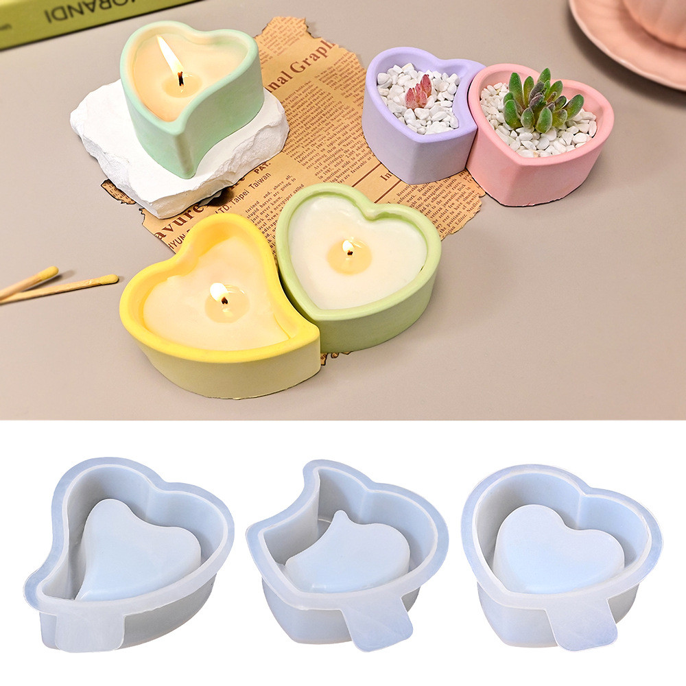 

New Love Candle Cup Gypsum Silicone Mold DIY Cement Flower Pot Container Candle Silicone Mould For Resin Making