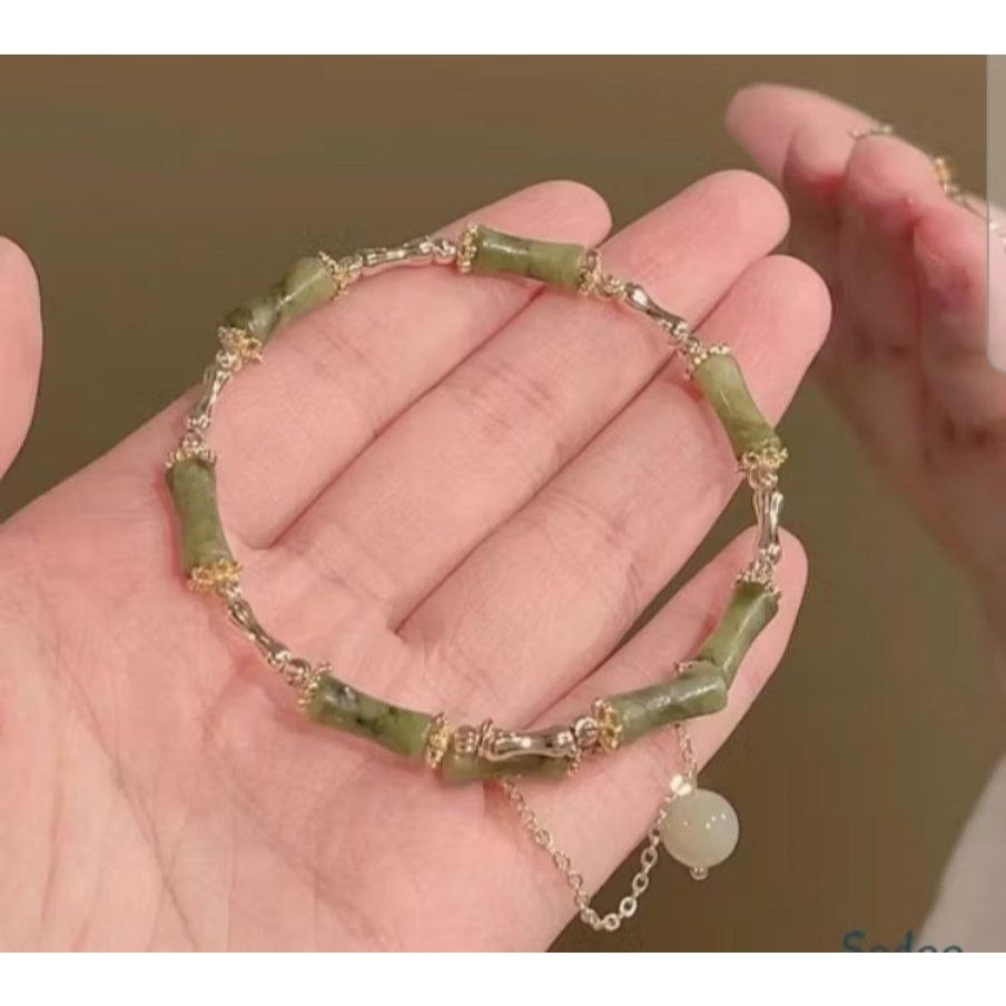Gelang Bambu Giok Hetian gen 2 /Gelang Manik-manik Bambu Gaya Cina Baru BEST QUALITY | IFN