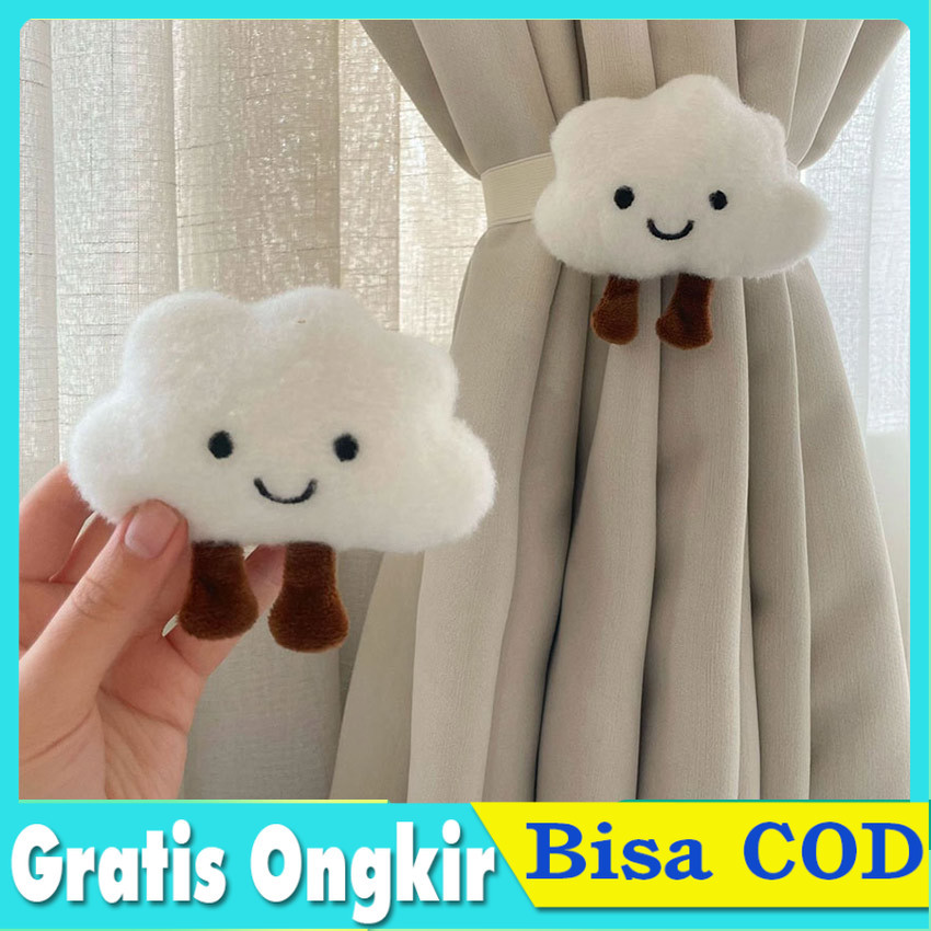 Tali Ikat Gorden Magnet Bentuk Awan - Aksen Lucu Kamar Anak, Gantungan Tirai Minimalis Motif Kartun 