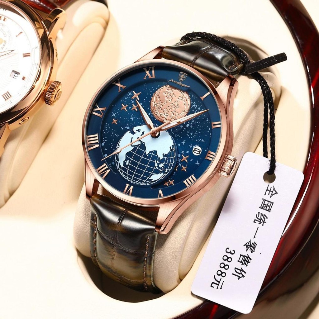 

Jam Tangan Pria Tahan Air Merek Swiss Luminous Ultra-Tipis Kalender Jam Kuarsa