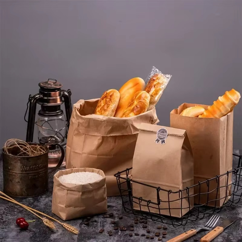 

Brown White Kraft Paper Bags Snacks Baking Storage Bags Wholesale High Quality Kraft Paper Bags Holiday Party Gift Packaging
