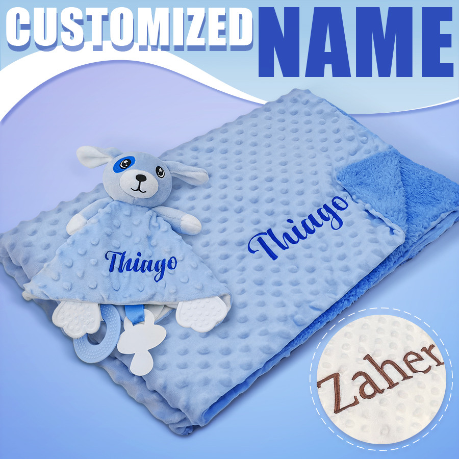 Personalized Baby Blanket Newborn Stroller Sleeping Dolls Custom Blanket With Name Animal Security T