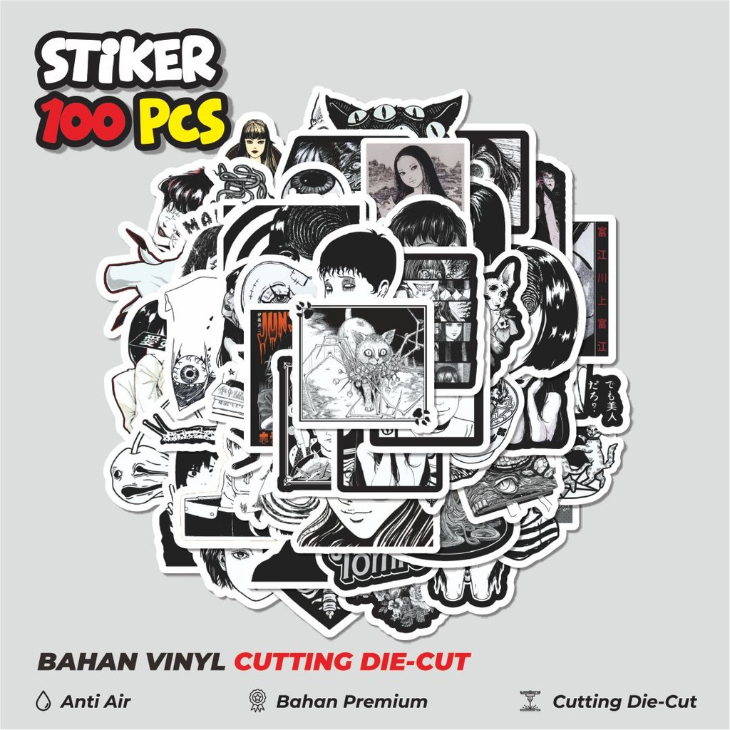 

Terbaru! 50 pcs Stiker HItam Putih Junji Ito Classical Dekorasi Lucu Kreatif untuk Notebook, Skateboard, HP