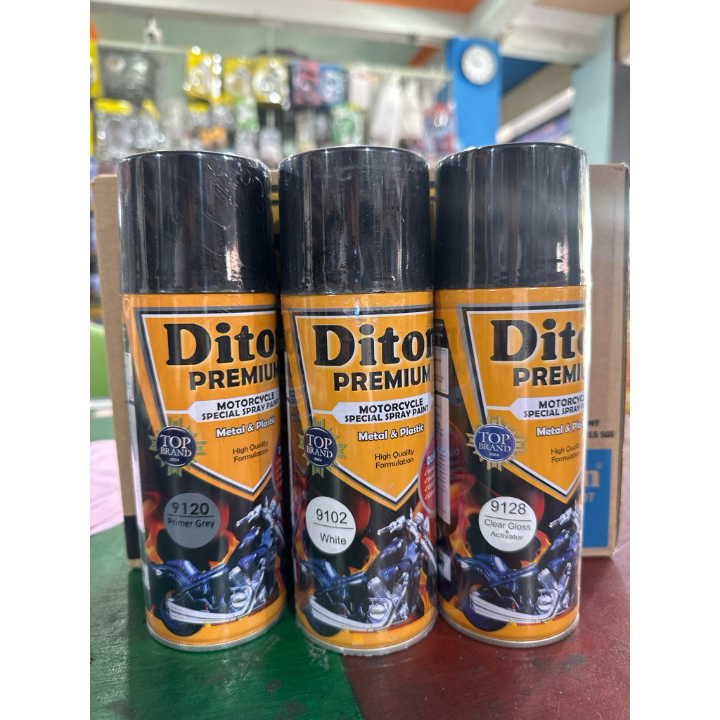3 kaleng cat semprot Diton Premium 1 paket 3 kaleng (epoxy, cat utama, clear) paketan black 9180 pak