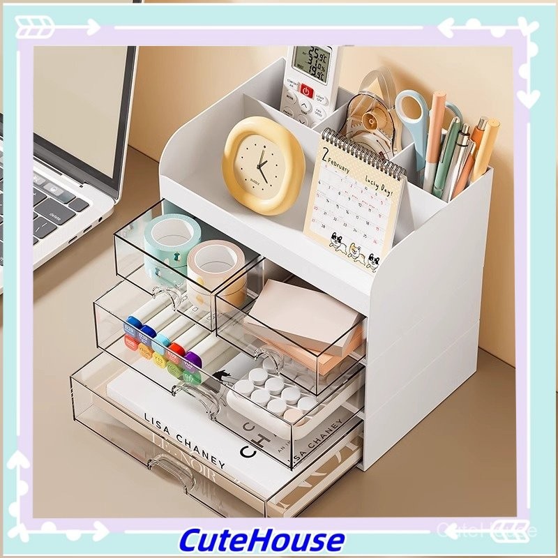 Laci Mini Kecil Susun Aesthetic - Rak Pensil Kosmetik - Desk Rack Dan Makeup Organizer