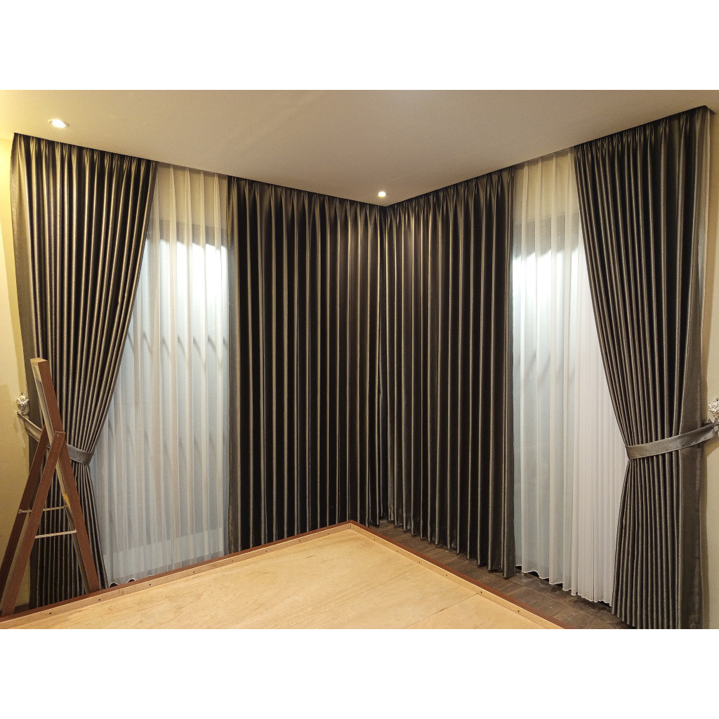 Gorden Klasik Kait Kawat S Korden Jendela Hotel Blackout Glossy Premium Mewah Elegan Panjang Tinggi 