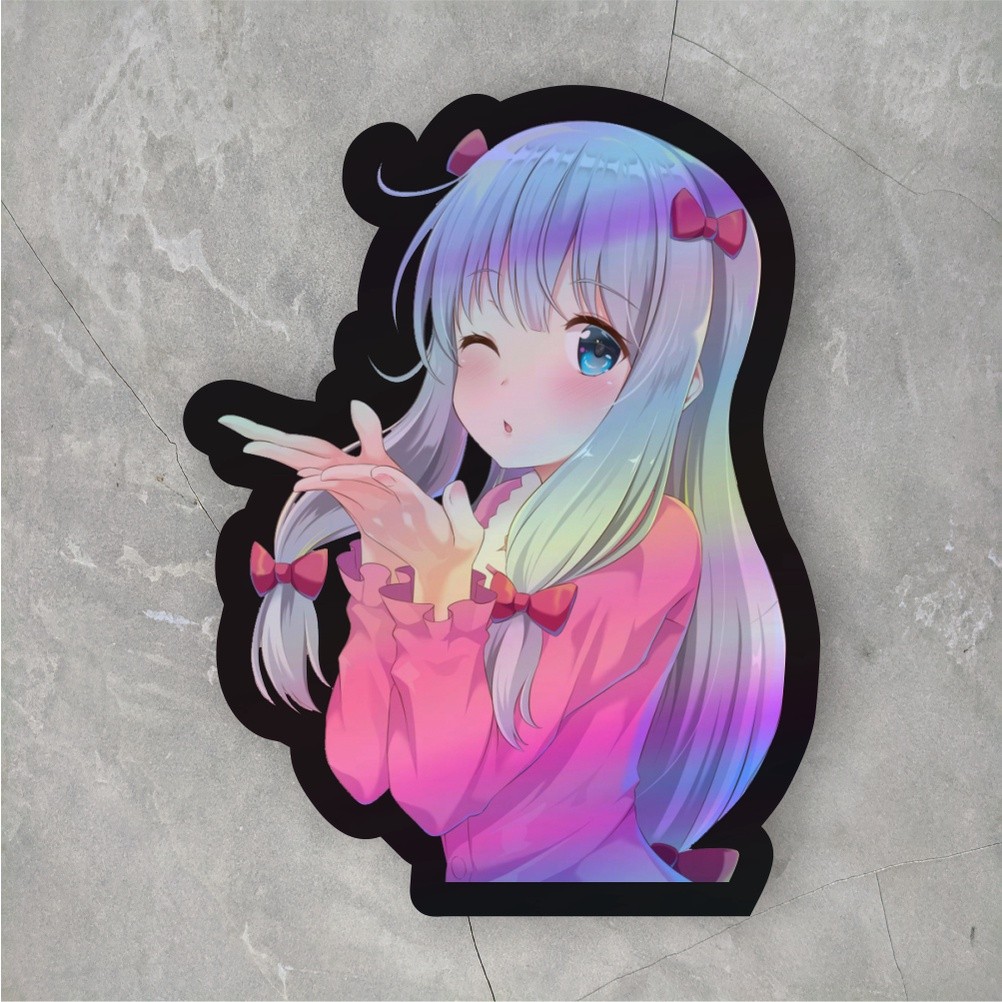 Sticker Hologram Anime | Sticker Anime Cutting untuk Case Hp & Laptop ukuran +- 7 cm