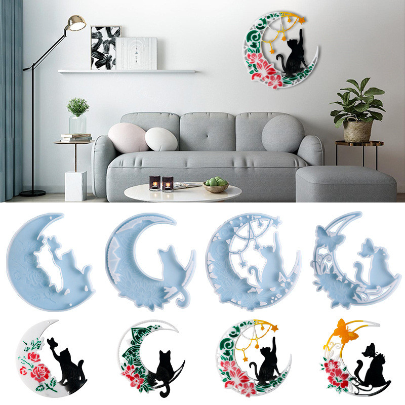 

DIY Epoxy Resin Mold Moon Star Cat Pendant Wall Hanging Decorative Silicone Moulds For Jewelry Making Crafts Molds