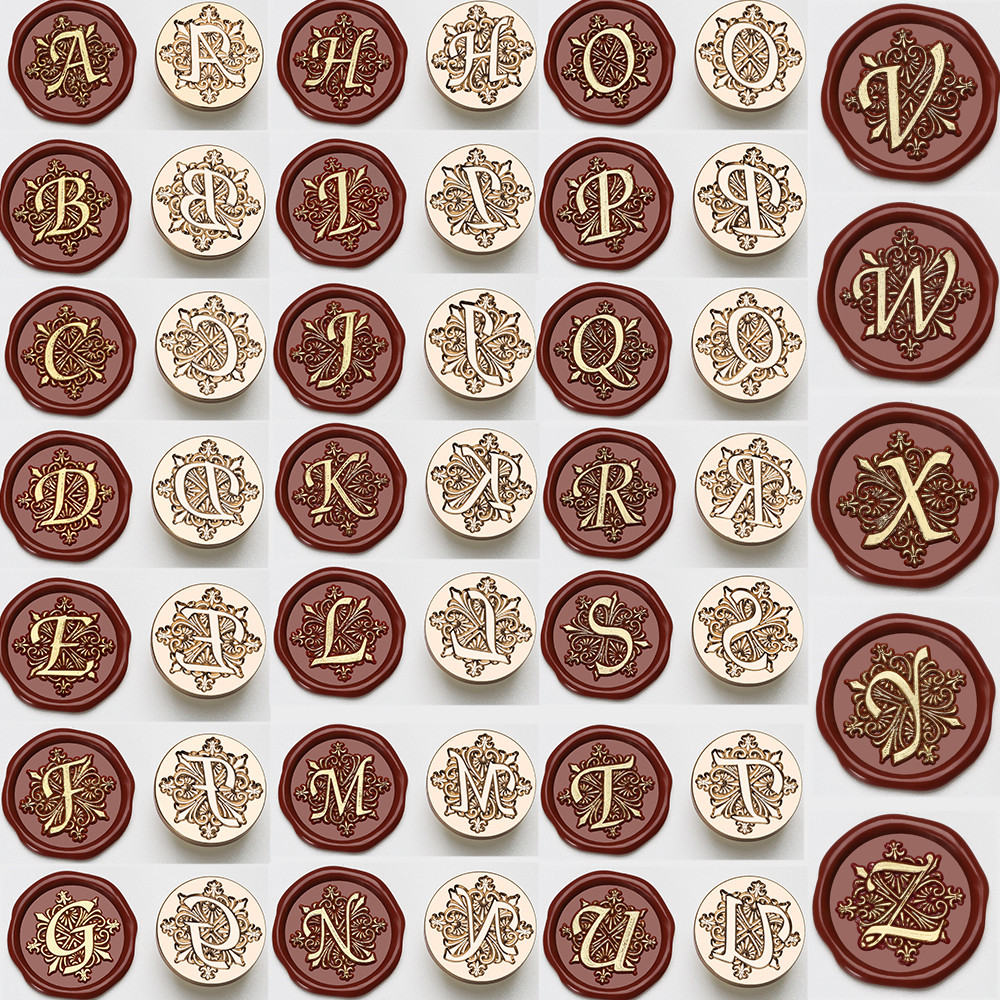 

Vintage 26 Alphabets A-Z Initial Letter Wax Sealing Stamp Brass Head DIY Scrapbooking for Gift Wrap Wedding Card Envelope Decor