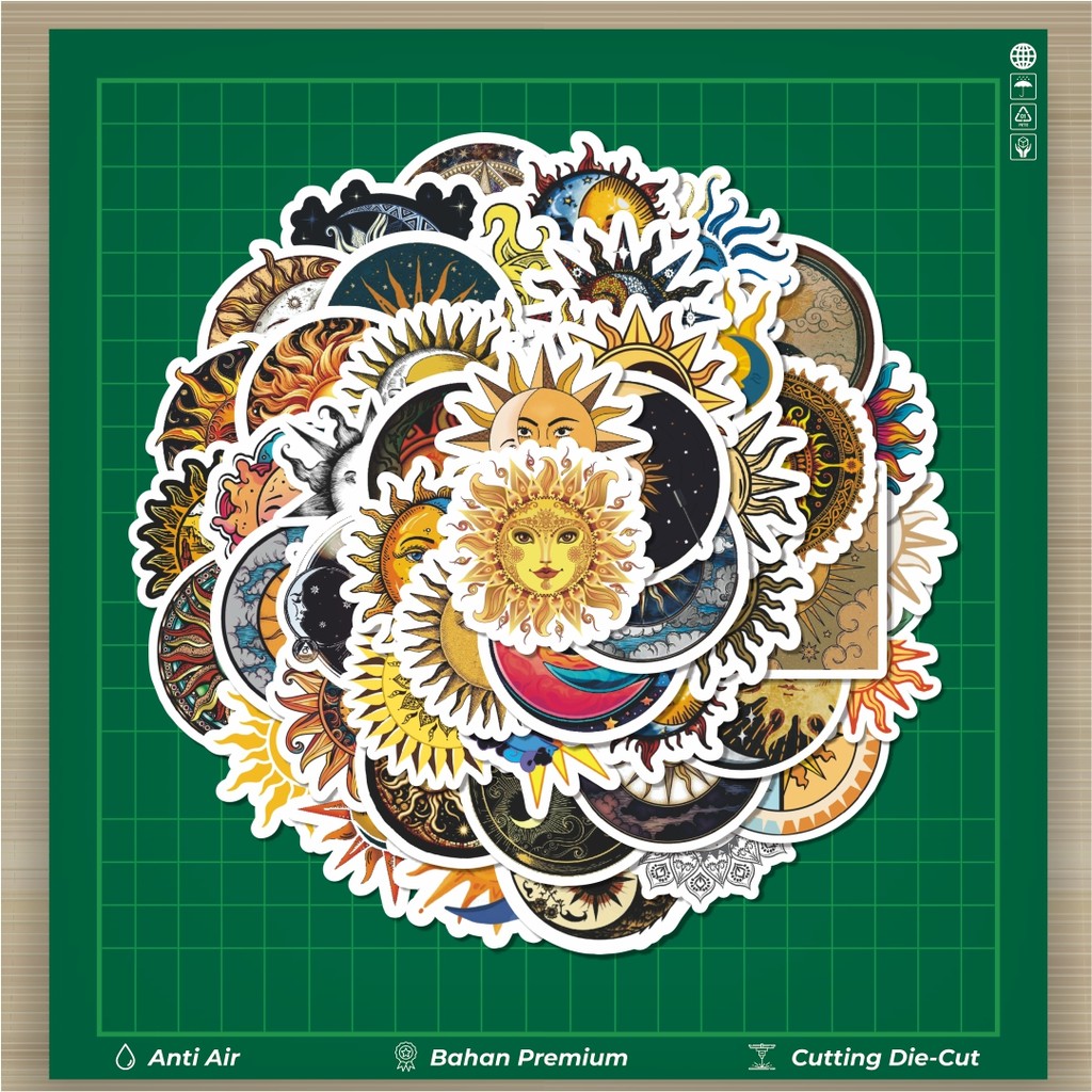 

HOT 50 PCS STIKER Stiker Sun & Moon [Matahari & Bulan] Stiker Fashion Cars Decal Dingin Kartu Album Custom Vinyl Anti Air- Sticker Aesthetic Buku Journal Koper Casing HP Tablet Laptop Helm Motor Botol Minum