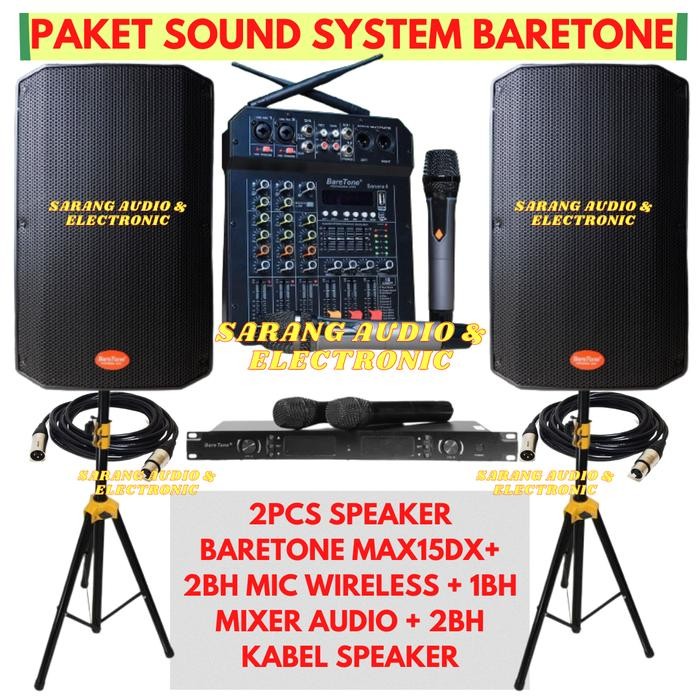 Paket Speaker Cafe Live Music Baretone 15in 1000Watt x 2 / MAX15DX