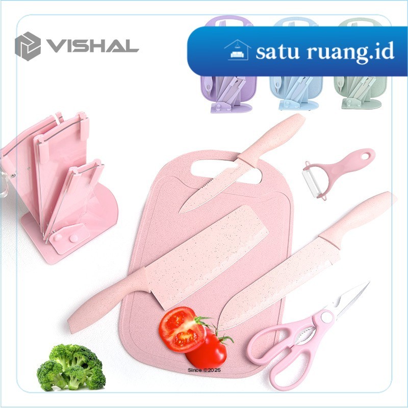 SatuRuang.Id -  7 IN 1 Pisau + Talenan Masak Set Bahan Keramik Best Quality/Smart Chef/VS  | Pisau D