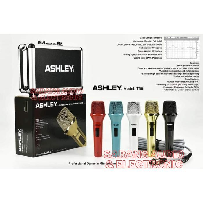 Microphone Mic Kabel Ashley T68 Original Ashley T 68 T-68