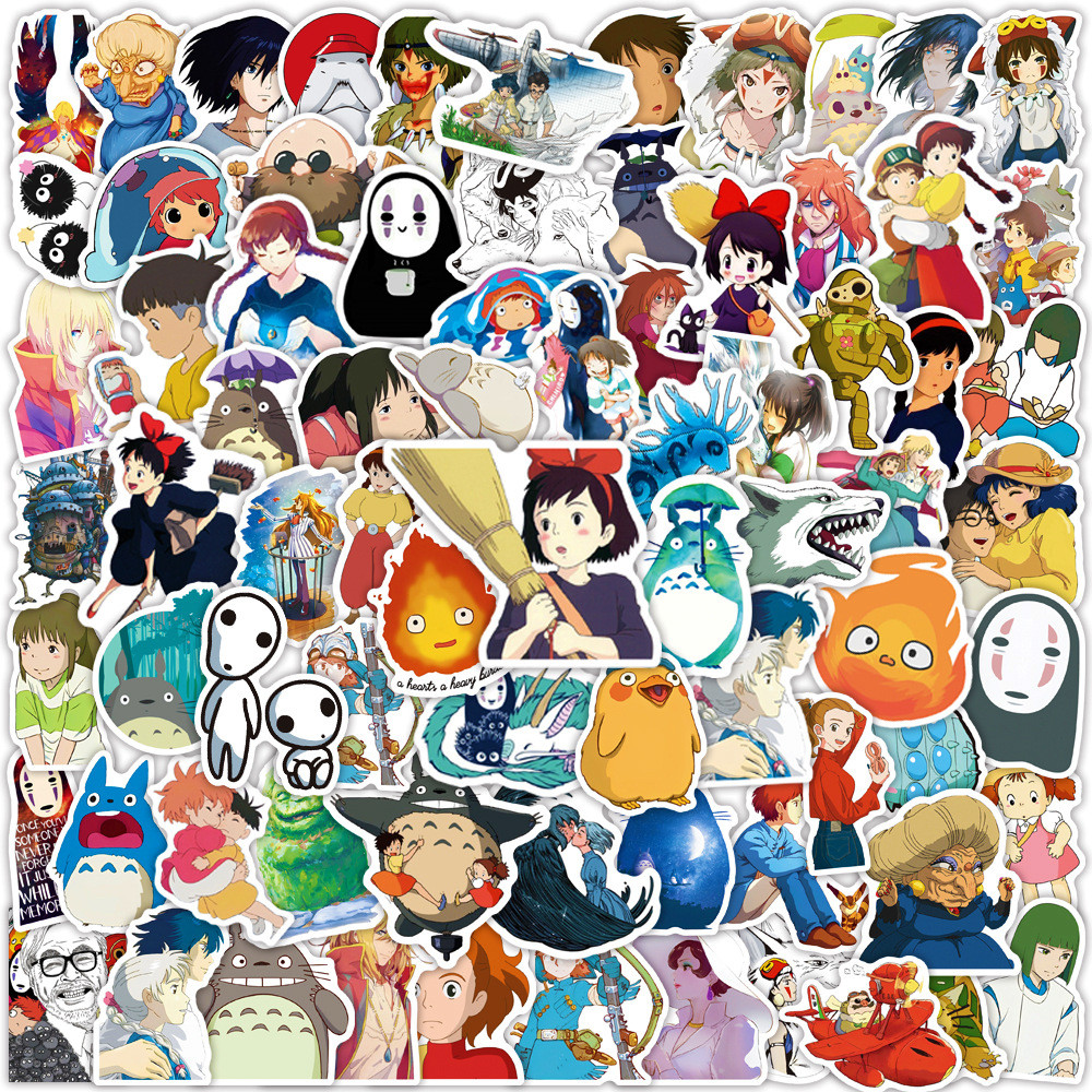 

100Pcs Cartoon Bright Ghibli Hayao Miyazaki Stickers Totoro Elfs Decals For Phone Laptop Suitcase Notebook Waterproof Stickers