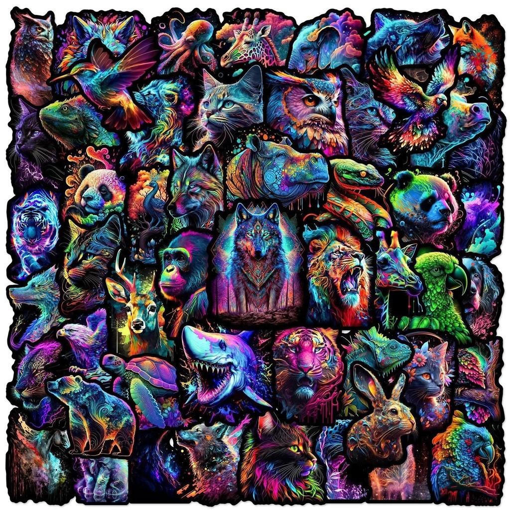 

10/50pcs Cool Dark Colorful Animals Stickers Aesthetic Art Decals DIY Laptop Luggage Skateboard Graffiti Decals Sticker Toys