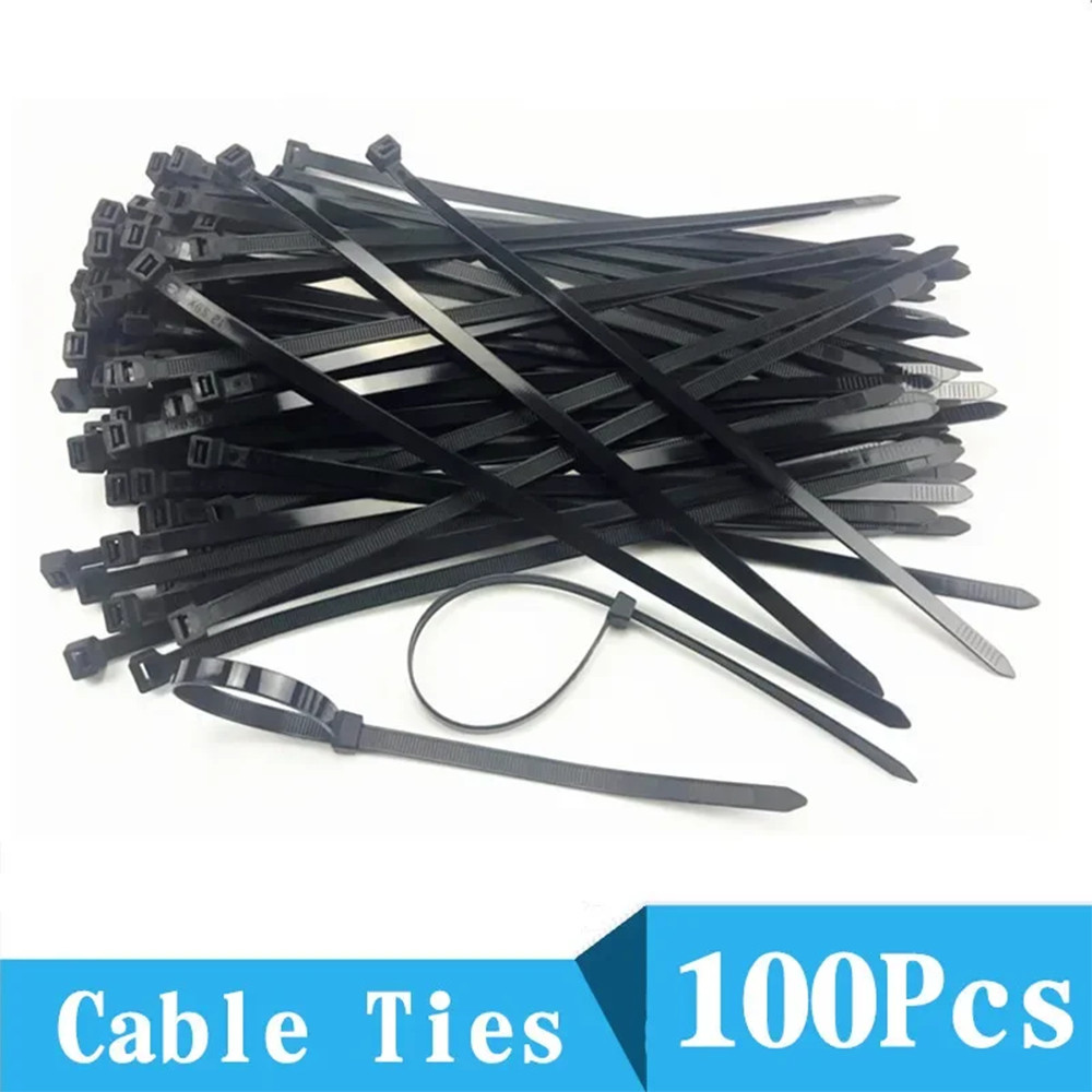 

100pcs Self-Locking Plastic Nylon Wire Cable Zip Ties Black Cable Ties Fasten Loop Cable Various specifications