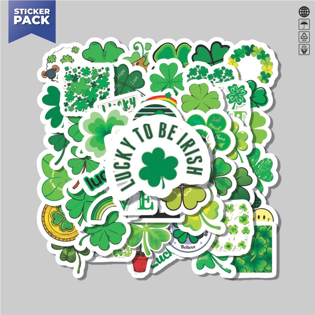 

[100PCS]Stiker Pack Stiker Four Leaf Clover [Semanggi Berdaun Empat] Aesthetic Vinyl Anti Air Dekorasi Sticker Laptop Buku Journal Koper Helm Casing HP Gitar Helm Skateboard