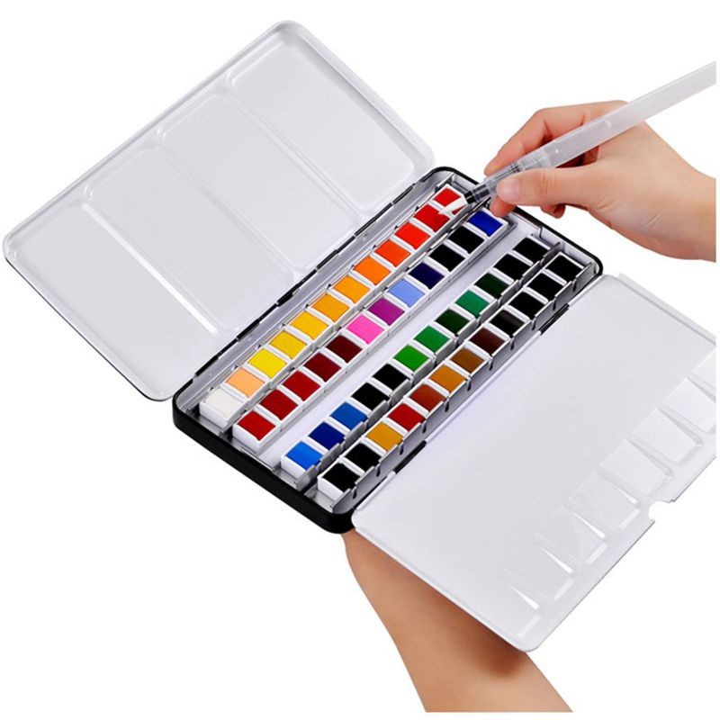 

Professional 12/24/36/48 Colors Solid Watercolor Paints Set With Paintbrush Water color Pigment Set Acuarelas Verf Art Supplies