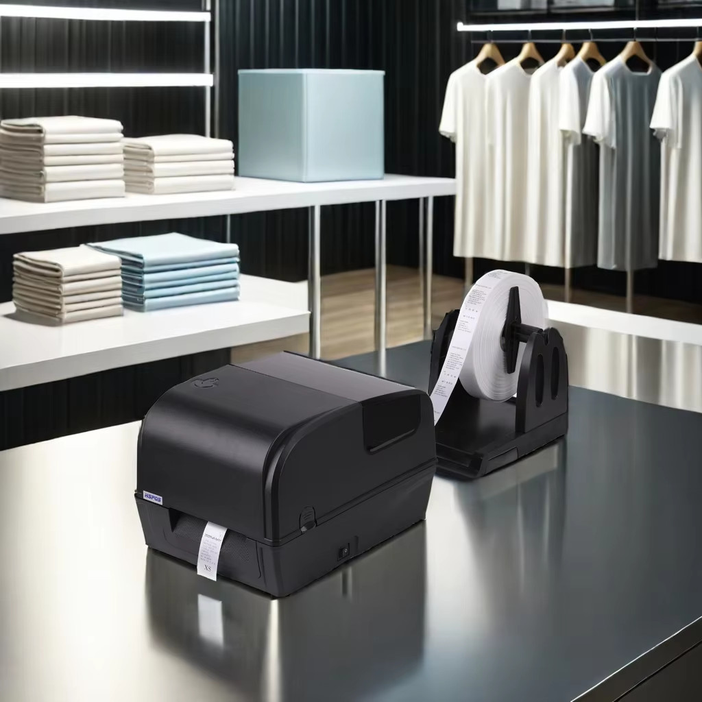 

4inch Thermal Transfer Label Printer 110mm Washing Care Label Sticker Printer for Android MAC in Clothing Shops