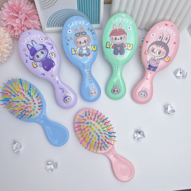 NDF - SISIR LABUBU PELANGI RAINBOW SISIR ANAK LABUBU WET BRUSH RAMBUT LURUS KERITING SISIR LABUBU LU