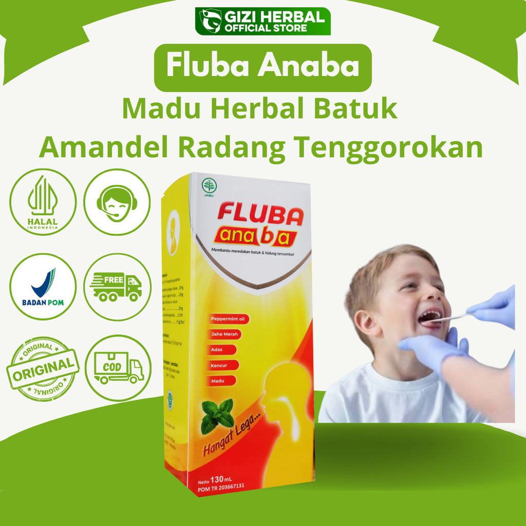 

FLUBA ANABA Madu Herbal Batuk Amandel Radang Tenggorokan