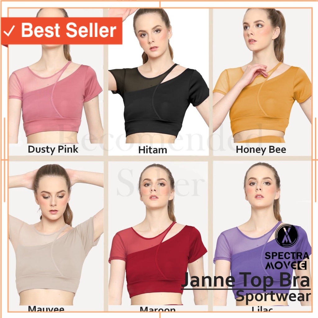 PAKAIAN OLAHRAGA KEREN KETAT MURAH / Atasan senam JANNE TOP BRA baju senam wanita kaos senam kaos cr